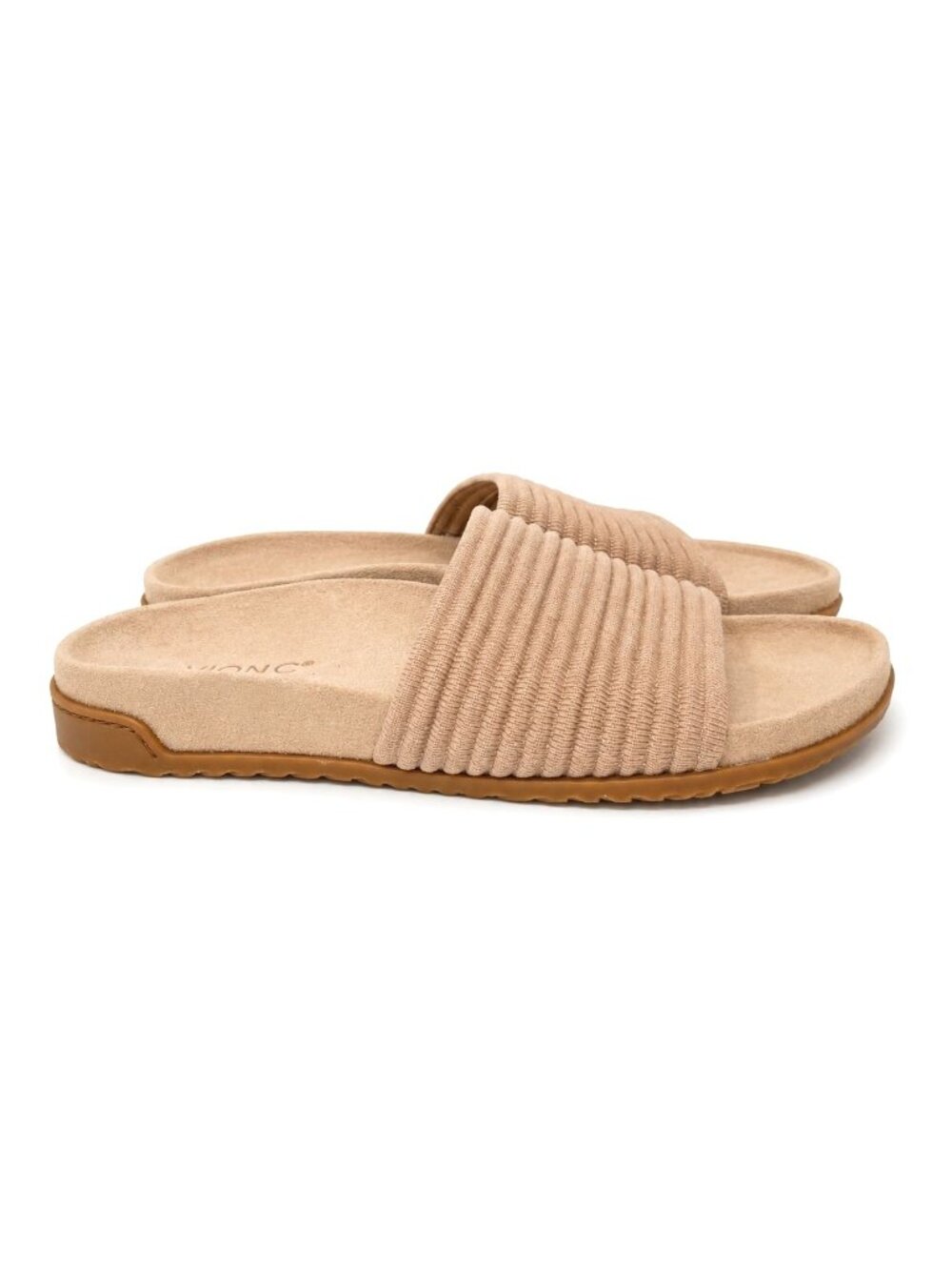 Vionic Evie Supportive Ribbed Knit Slide Sandal Rugby Tan Women 7.5 Arch Support - Picture 3 of 8
